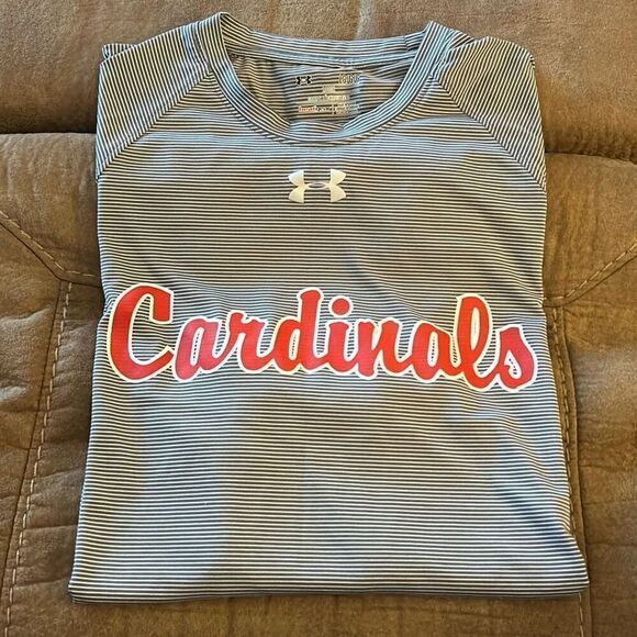 St. Louis Cardinals Under Armour Mens L Shirt Gray Heat Gear‎ Loose Fit T-Shirt - Picture 1 of 8